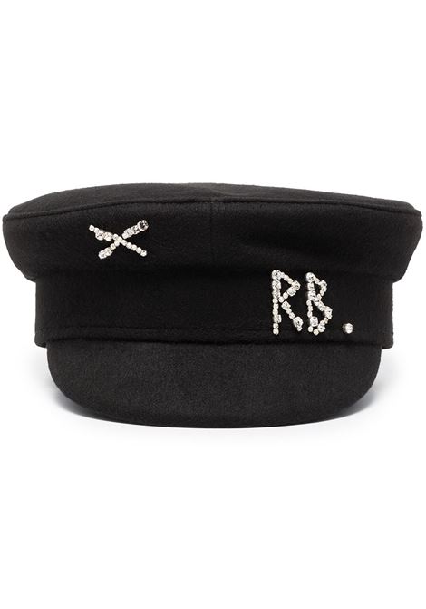 Cappello baker boy con ricamo in nero - RUSLAN BAGINSKIY  donna RUSLAN BAGINSKIY | Cappelli | KPC033WDMD033